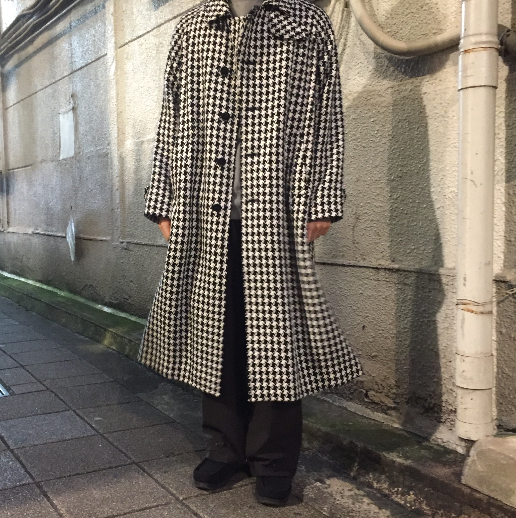 cantate Houndstooth Check Balmacaan Coat